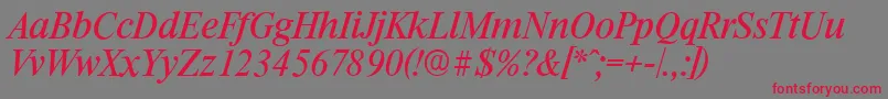 RiccioneserialItalic Font – Red Fonts on Gray Background