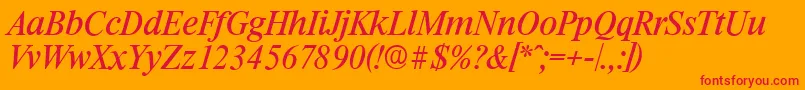RiccioneserialItalic Font – Red Fonts on Orange Background