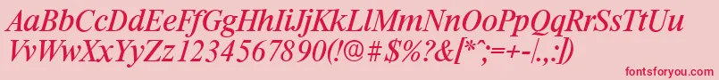 フォントRiccioneserialItalic – ピンクの背景に赤い文字