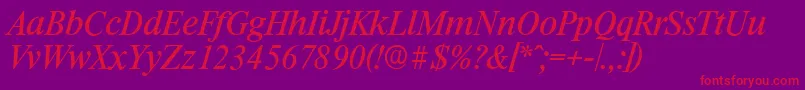 Czcionka RiccioneserialItalic – czerwone czcionki na fioletowym tle