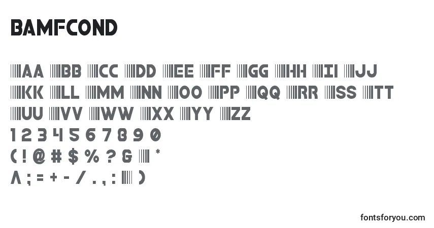 Czcionka Bamfcond – alfabet, cyfry, specjalne znaki