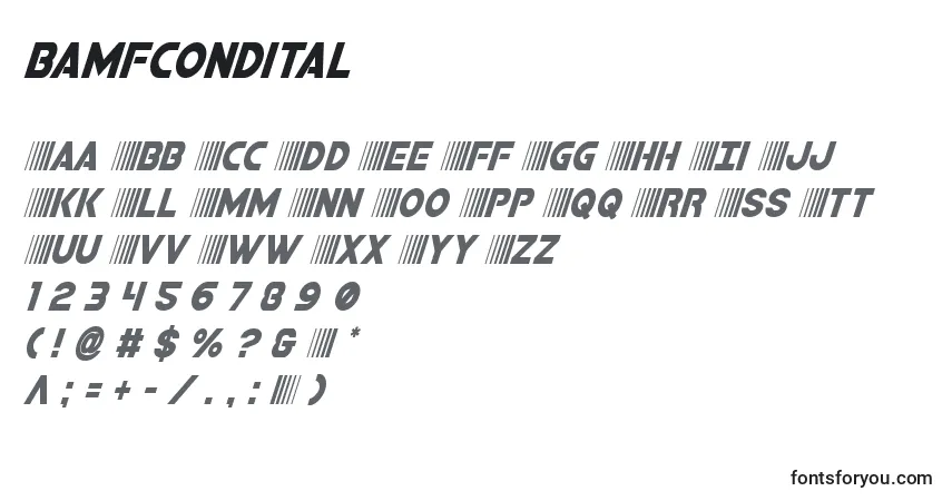 Czcionka Bamfcondital – alfabet, cyfry, specjalne znaki
