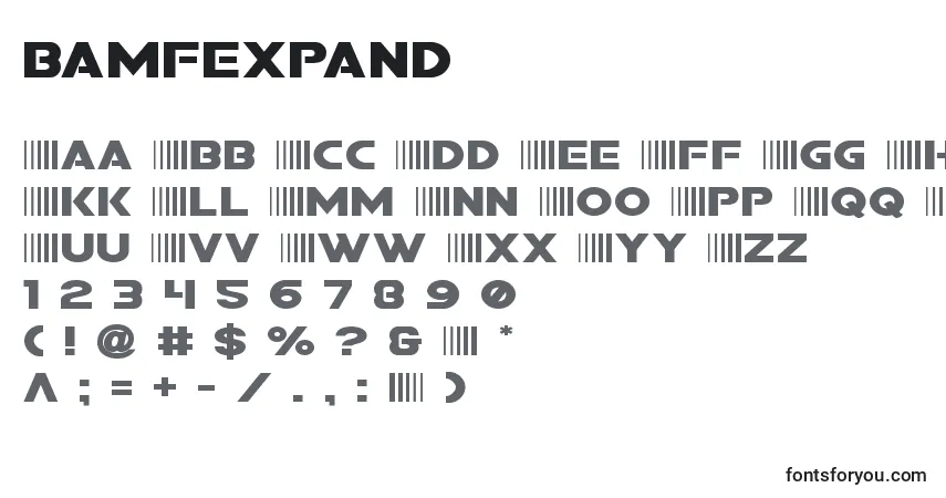 Шрифт Bamfexpand – алфавит, цифры, специальные символы