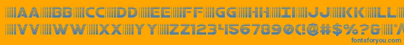 bamfgrad-Schriftart – Blaue Schriften auf orangefarbenem Hintergrund