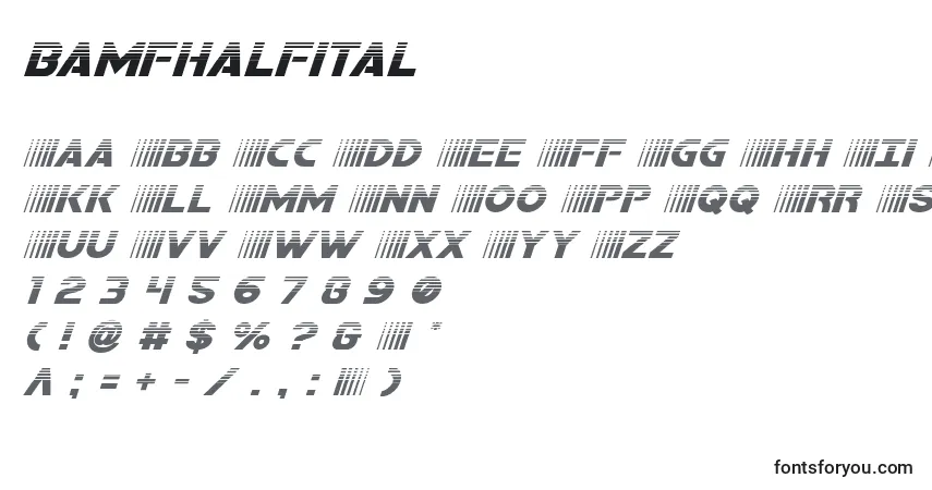 A fonte Bamfhalfital – alfabeto, números, caracteres especiais