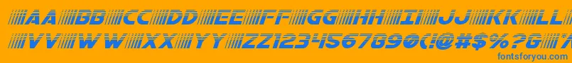 bamfhalfital-Schriftart – Blaue Schriften auf orangefarbenem Hintergrund