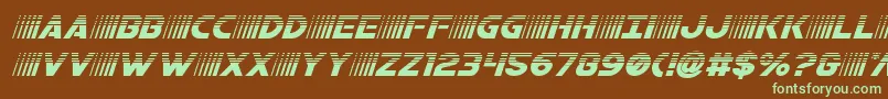 bamfhalfital-fontti – vihreät fontit ruskealla taustalla