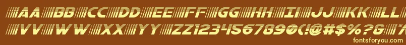 bamfhalfital-fontti – keltaiset fontit ruskealla taustalla