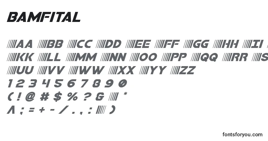 Czcionka Bamfital – alfabet, cyfry, specjalne znaki