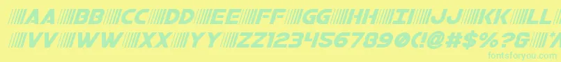 フォントbamfital – 黄色い背景に緑の文字