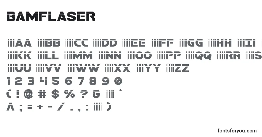 A fonte Bamflaser – alfabeto, números, caracteres especiais