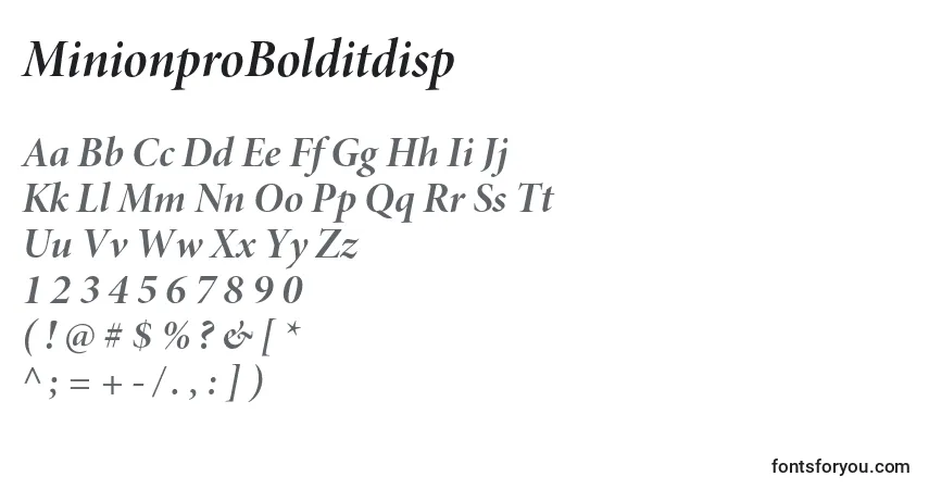 A fonte MinionproBolditdisp – alfabeto, números, caracteres especiais