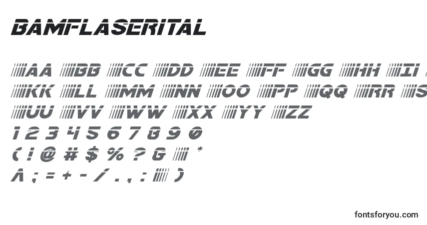 Schriftart Bamflaserital – Alphabet, Zahlen, spezielle Symbole