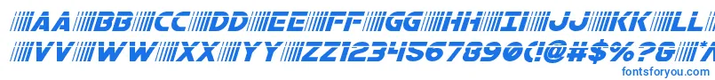 フォントbamflaserital – 白い背景に青い文字