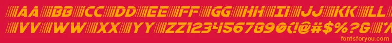 フォントbamflaserital – 赤い背景にオレンジの文字