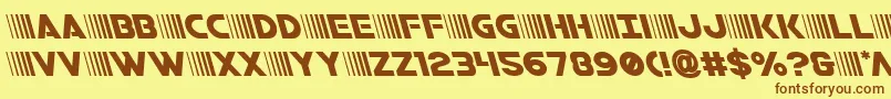 フォントbamfleft – 茶色の文字が黄色の背景にあります。