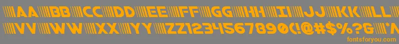 フォントbamfleft – オレンジの文字は灰色の背景にあります。
