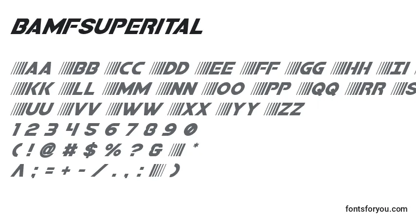 Czcionka Bamfsuperital – alfabet, cyfry, specjalne znaki