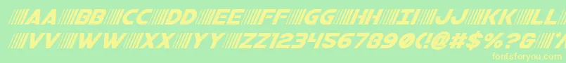 bamfsuperital Font – Yellow Fonts on Green Background