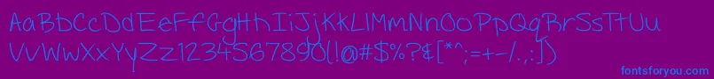 BamIt sAndrea-Schriftart – Blaue Schriften auf violettem Hintergrund