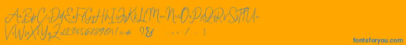 Bammantoe-Schriftart – Blaue Schriften auf orangefarbenem Hintergrund