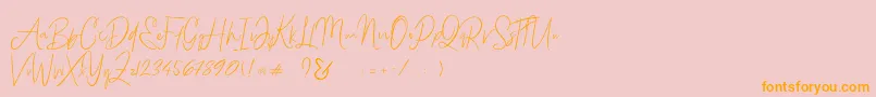 Bammantoe-Schriftart – Orangefarbene Schriften auf rosa Hintergrund