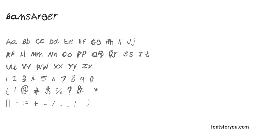 Schriftart BamsAnger (120629) – Alphabet, Zahlen, spezielle Symbole