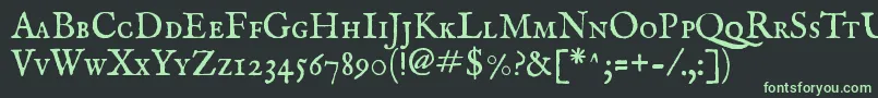 Imfeensc28p-fontti – vihreät fontit mustalla taustalla