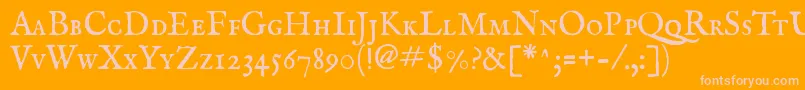 Imfeensc28p-Schriftart – Rosa Schriften auf orangefarbenem Hintergrund