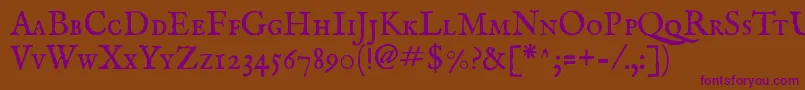 Imfeensc28p-Schriftart – Violette Schriften auf braunem Hintergrund