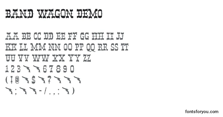 Шрифт Band Wagon DEMO – алфавит, цифры, специальные символы