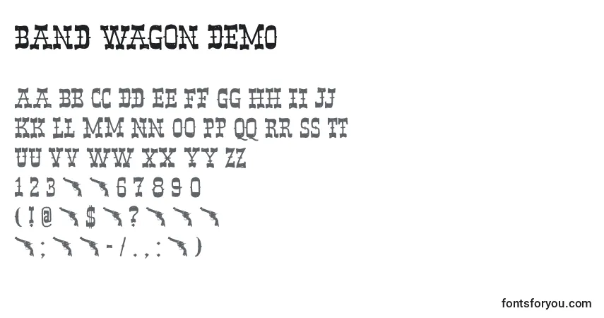 Band Wagon DEMOフォント–アルファベット、数字、特殊文字