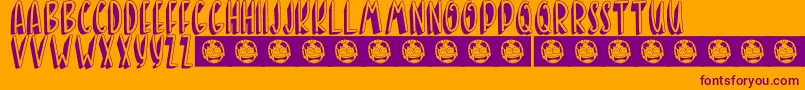 BANDA NEIRA-fontti – violetit fontit oranssilla taustalla