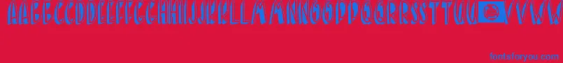 フォントBANDA NEIRA – 赤い背景に青い文字