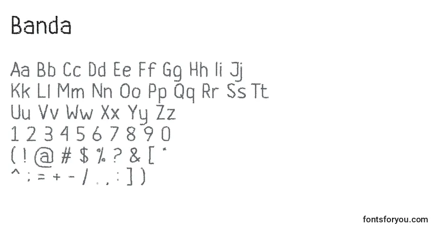 Schriftart Banda – Alphabet, Zahlen, spezielle Symbole