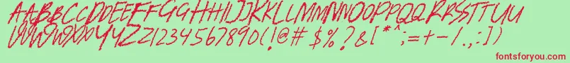 フォントBANDEM ITALIC – 赤い文字の緑の背景