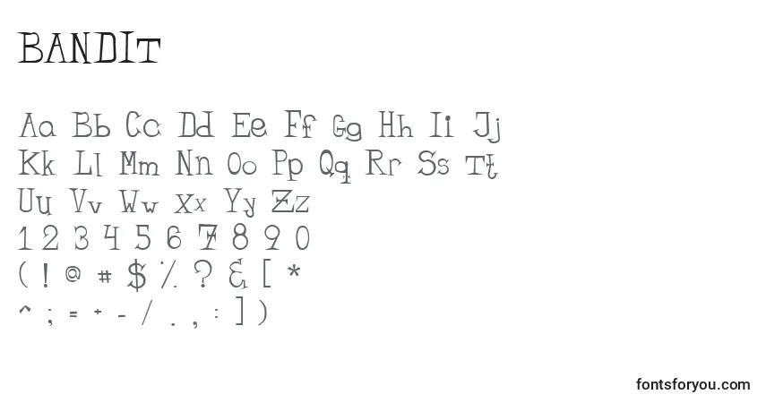 BANDIT (120639)-fontti – aakkoset, numerot, erikoismerkit
