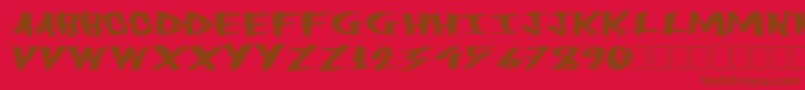 Heavyload-Schriftart – Braune Schriften auf rotem Hintergrund