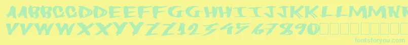 Heavyload-Schriftart – Grüne Schriften auf gelbem Hintergrund