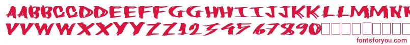 フォントHeavyload – 白い背景に赤い文字