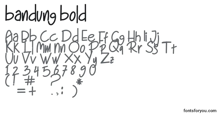 Шрифт Bandung bold – алфавит, цифры, специальные символы