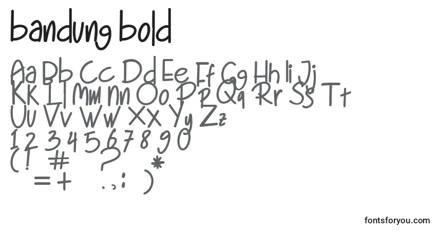 Schriftart Bandung bold (120642) – Alphabet, Zahlen, spezielle Symbole