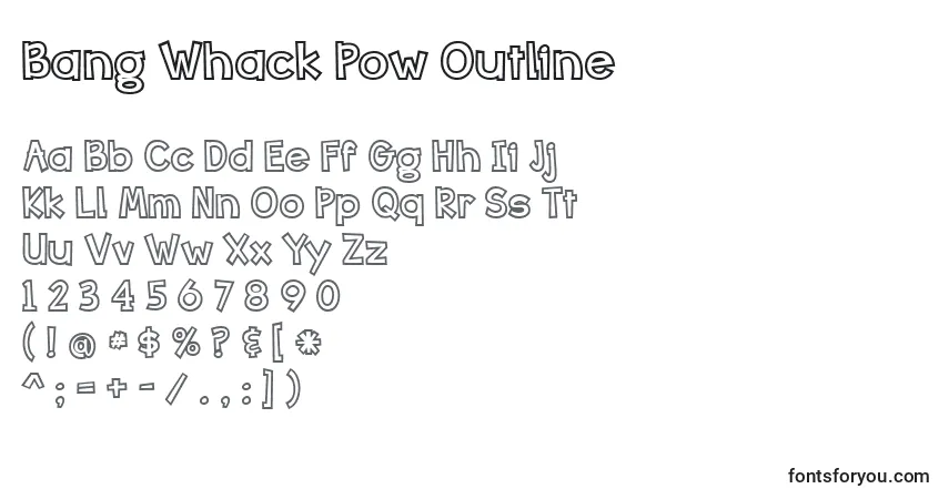 Schriftart Bang Whack Pow Outline – Alphabet, Zahlen, spezielle Symbole