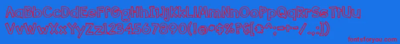 Fonte Bang Whack Pow Outline – fontes vermelhas em um fundo azul