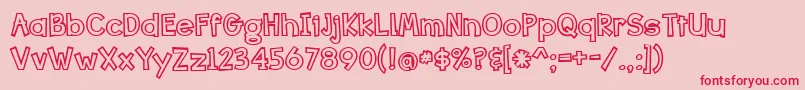 Bang Whack Pow Outline-Schriftart – Rote Schriften auf rosa Hintergrund