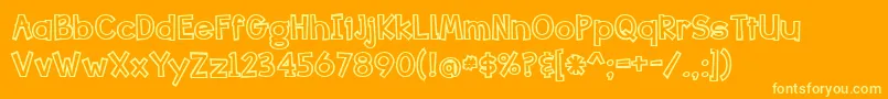 Bang Whack Pow Outline-fontti – keltaiset fontit oranssilla taustalla