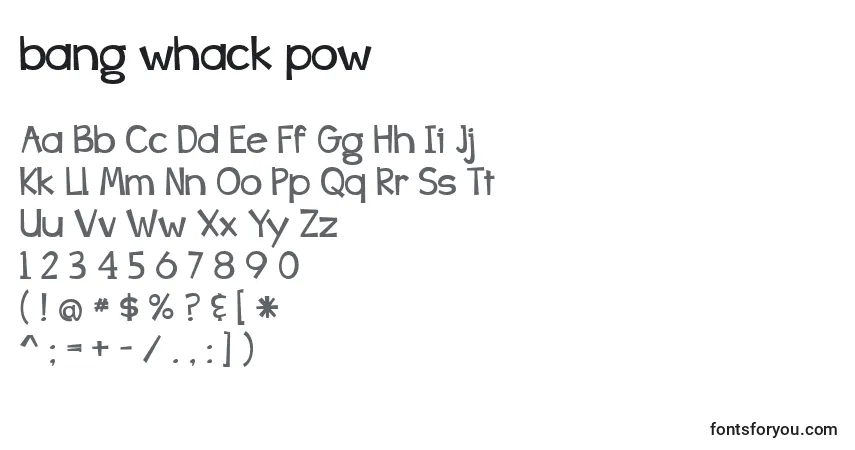 Czcionka Bang whack pow – alfabet, cyfry, specjalne znaki