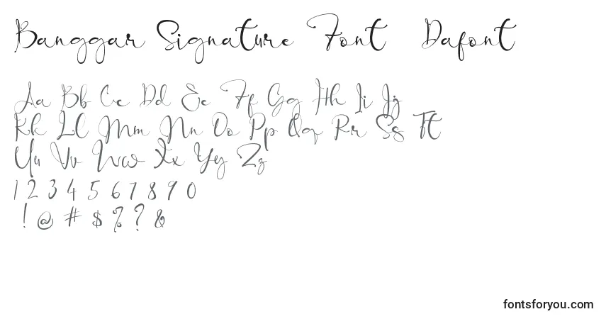 Schriftart Banggar Signature Font   Dafont – Alphabet, Zahlen, spezielle Symbole
