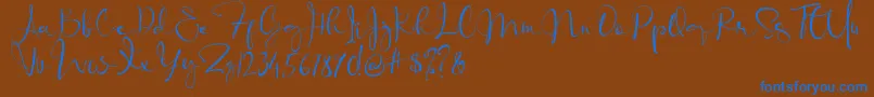 Banggar Signature Font   Dafont-Schriftart – Blaue Schriften auf braunem Hintergrund