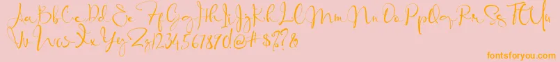 Banggar Signature Font   Dafont-Schriftart – Orangefarbene Schriften auf rosa Hintergrund